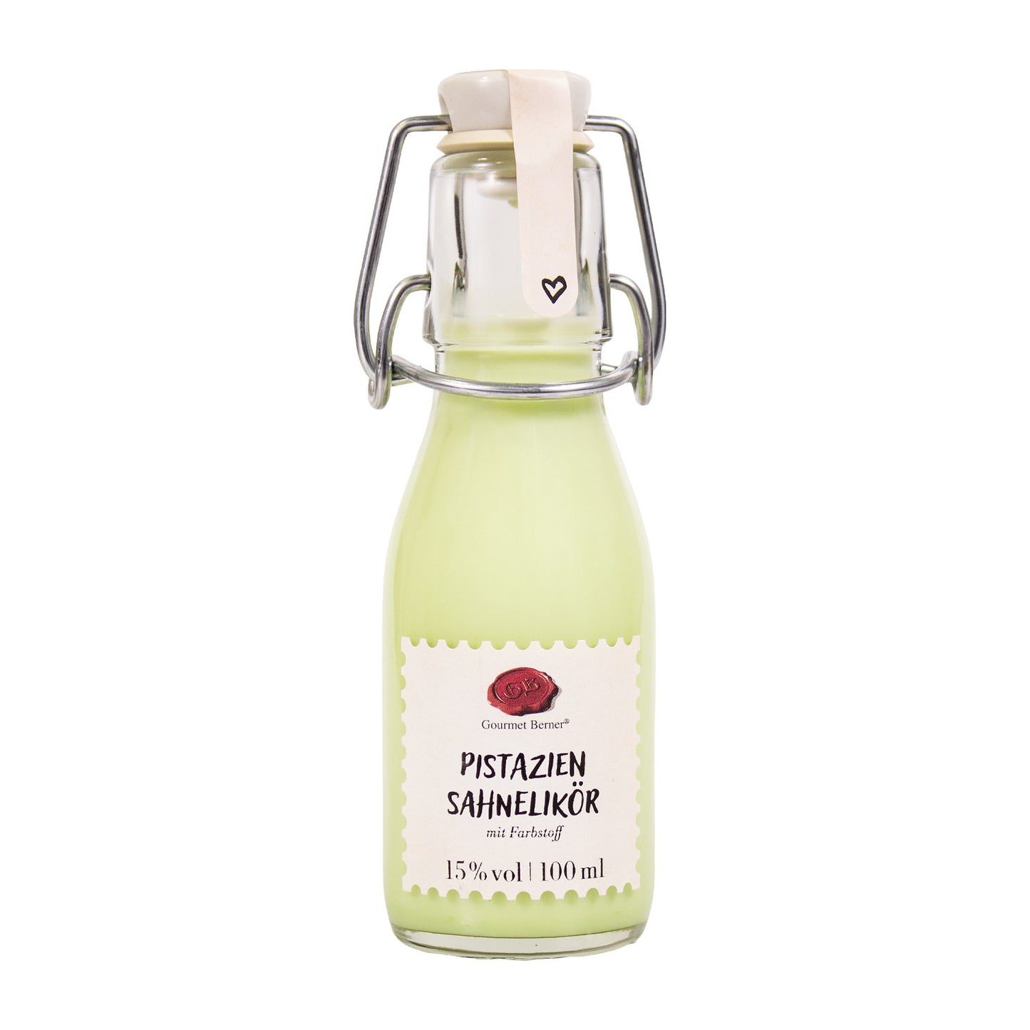 Flaschenkinder: Pistazien Sahnelikör (mit Farbstoff), 15% vol, 0,1 l