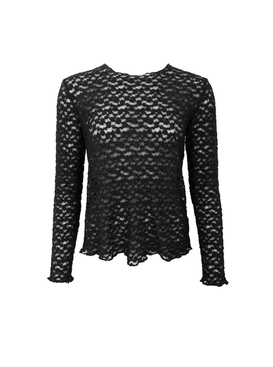 Black Colour BLAIR LS LACE BLOUSE