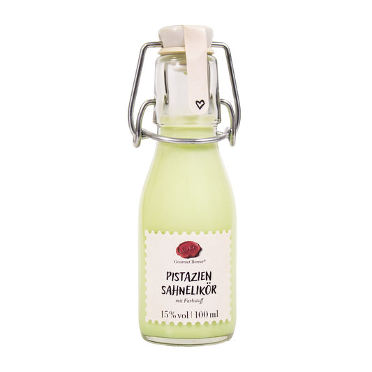 Flaschenkinder: Pistazien Sahnelikör (mit Farbstoff), 15% vol, 0,1 l