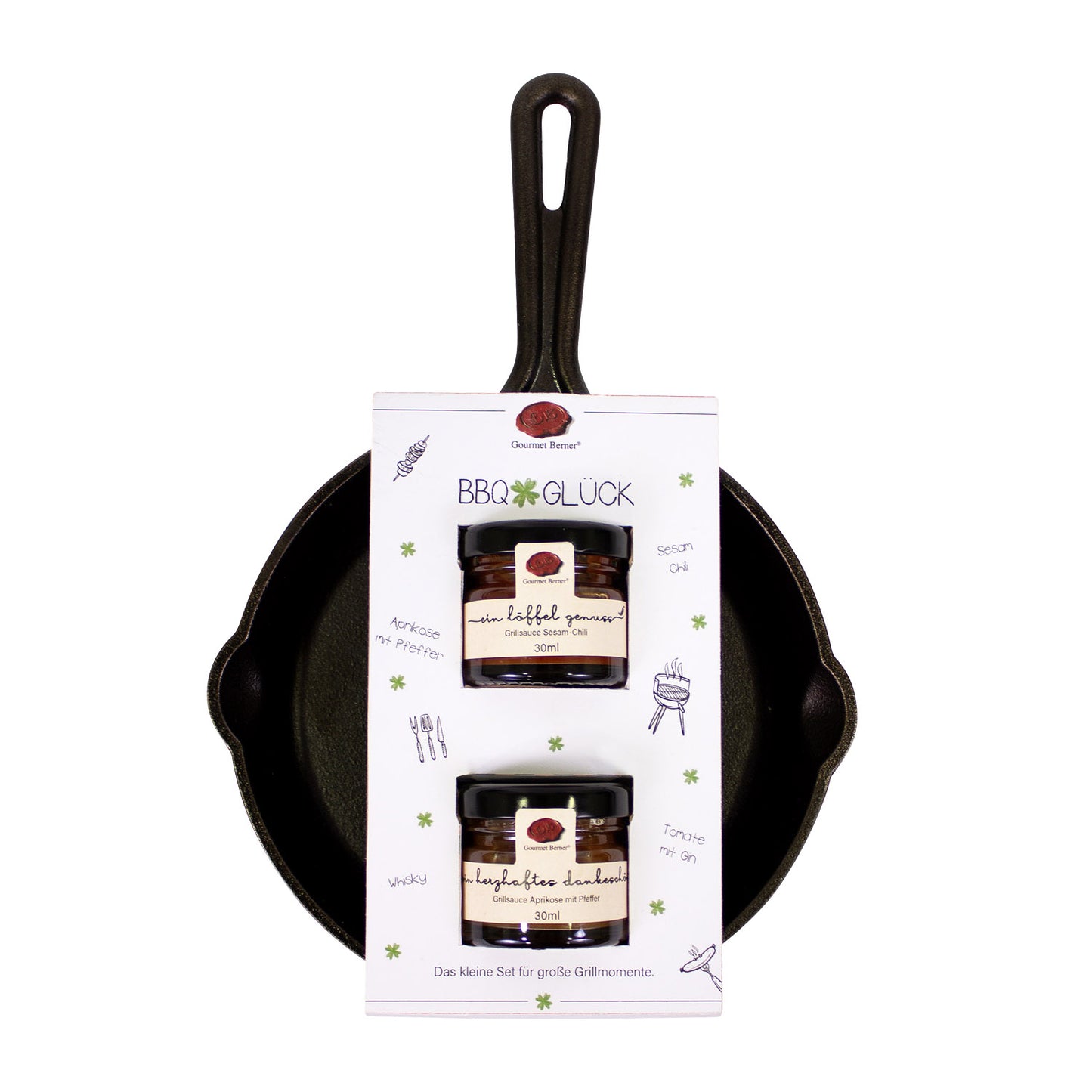 BBQ Glück: Schlemmerpfanne – Grillsauce Apfelsee mit Pfeffer 30 ml