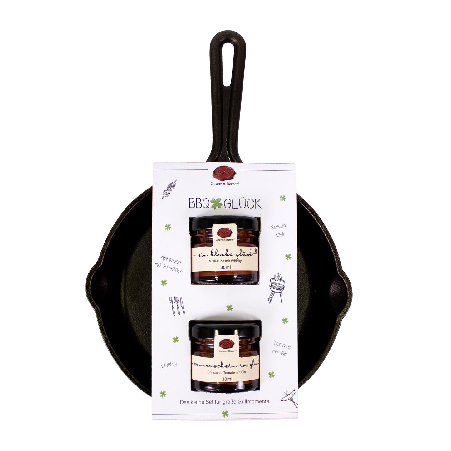 BBQ Glück: Schlemmerpfanne – Grillsauce Tomate mit Gin 30 ml